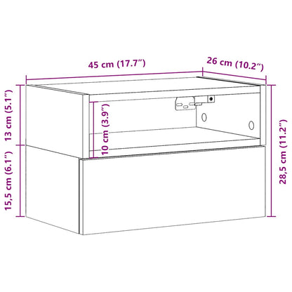 Nachtkastjes 2 st wandgemonteerd 45x26x28,5 cm oud houtkleurig