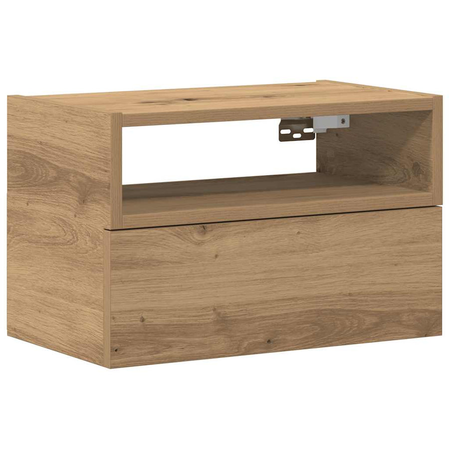 Nachtkastje wandgemonteerd 45x26x28,5 cm artisanaal eikenkleur