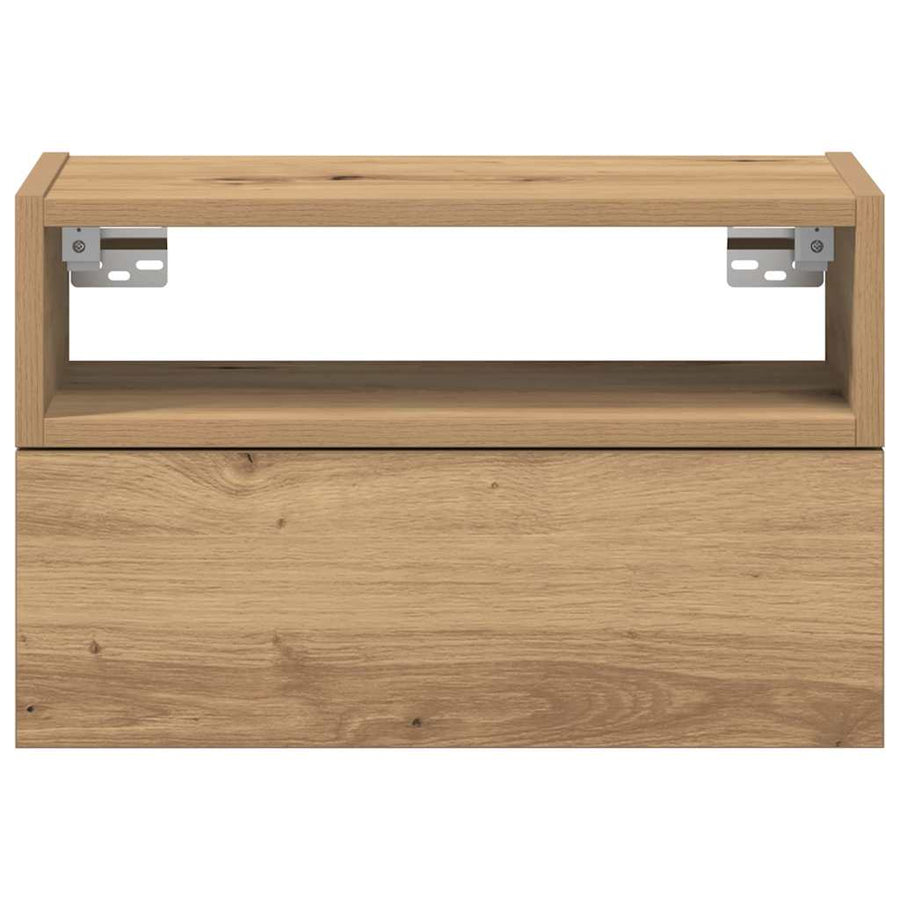 Nachtkastje wandgemonteerd 45x26x28,5 cm artisanaal eikenkleur