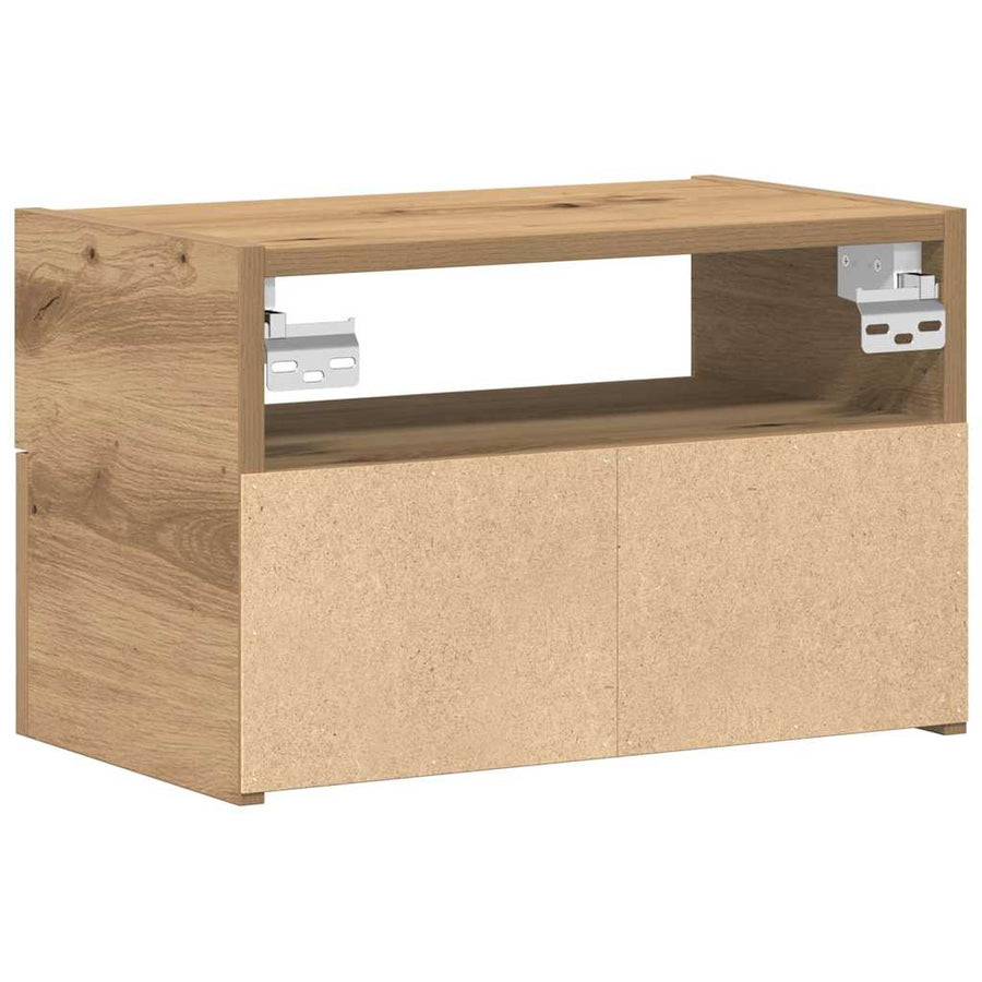 Nachtkastje wandgemonteerd 45x26x28,5 cm artisanaal eikenkleur