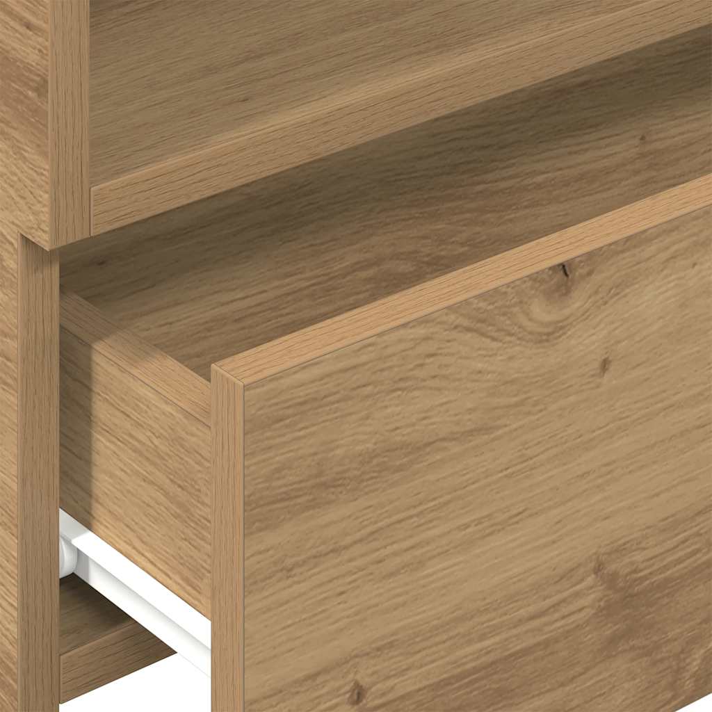Nachtkastje wandgemonteerd 45x26x28,5 cm artisanaal eikenkleur