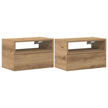 Nachtkastjes Wandgemonteerd 45X26X28,5 Cm Artisanaal Eiken artisanaal eikenkleurig