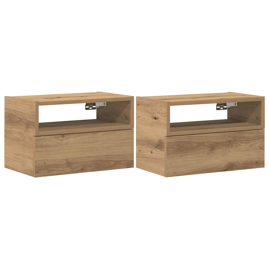 Nachtkastjes Wandgemonteerd 45X26X28,5 Cm Artisanaal Eiken artisanaal eikenkleurig