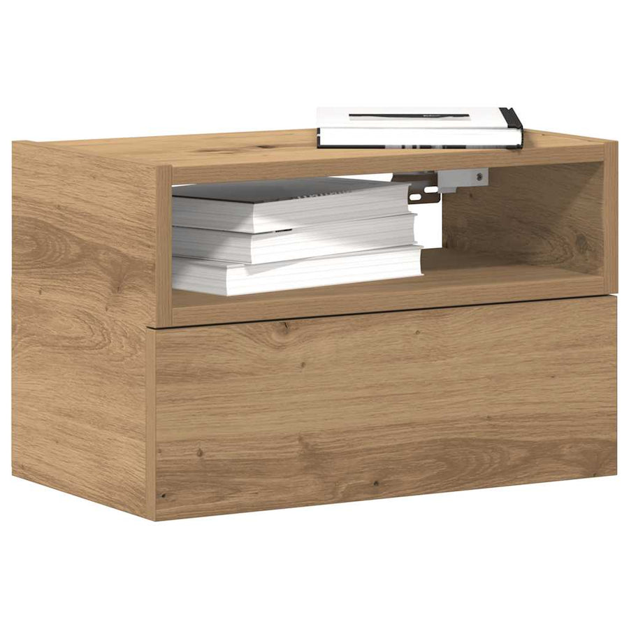 Nachtkastjes Wandgemonteerd 45X26X28,5 Cm Artisanaal Eiken artisanaal eikenkleurig