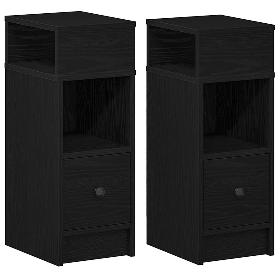 Nachtkastjes 2 st met lade 25x31x66 cm zwart