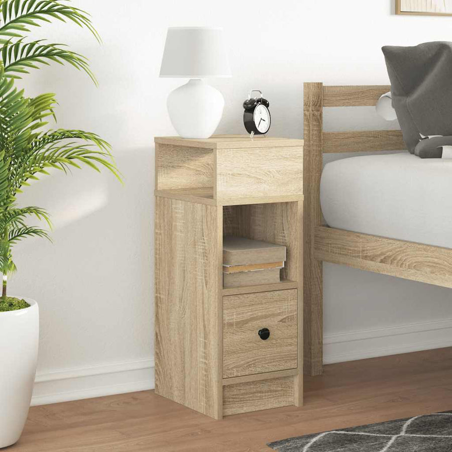 Nachtkastje Met Lade 25X31X66 Cm Kleurig Sonoma eiken