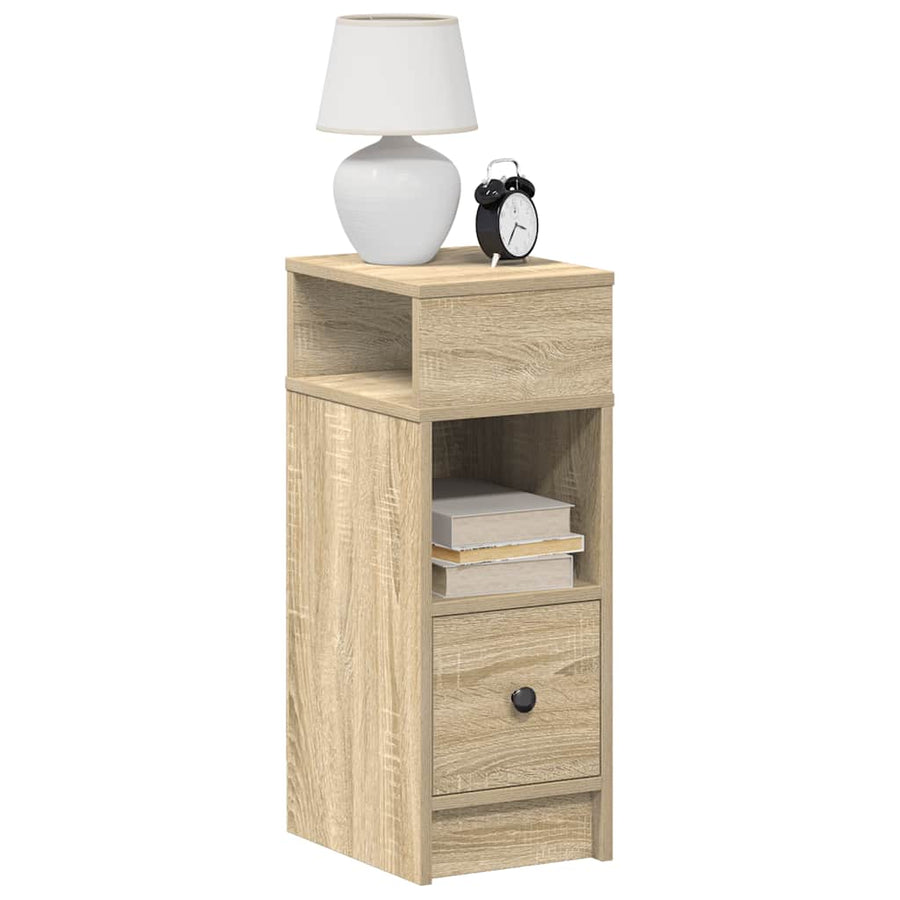 Nachtkastje Met Lade 25X31X66 Cm Kleurig Sonoma eiken