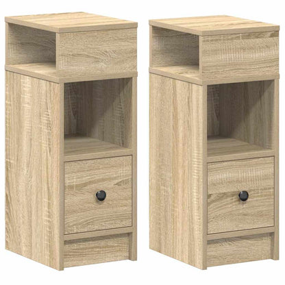 Nachtkastjes 2 St Met Lade 25X31X66 Cm Sonoma Eikenkleurig