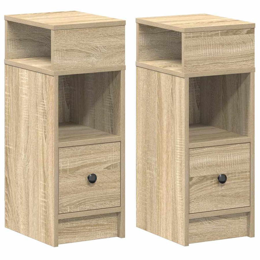 Nachtkastjes 2 St Met Lade 25X31X66 Cm Sonoma Eikenkleurig