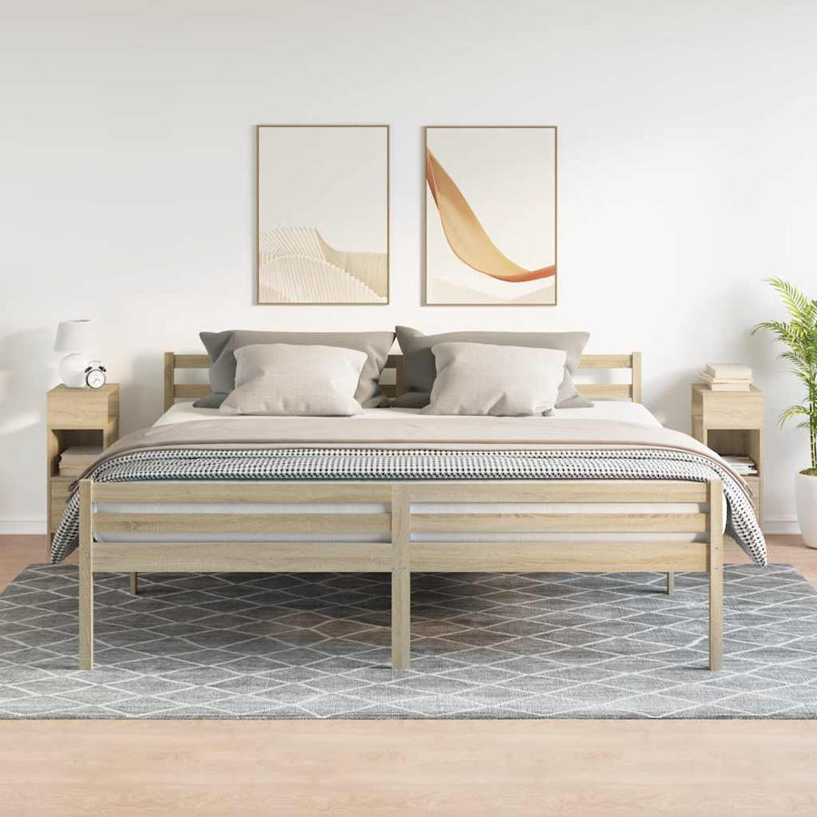 Nachtkastjes 2 St Met Lade 25X31X66 Cm Sonoma Eikenkleurig