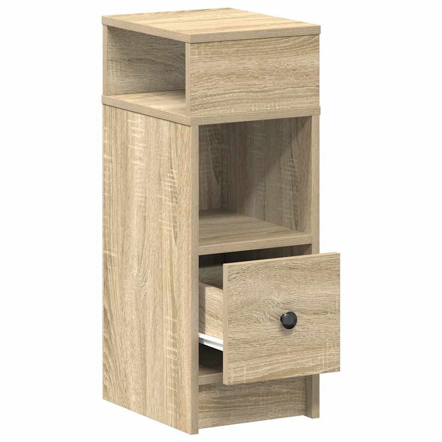 Nachtkastjes 2 St Met Lade 25X31X66 Cm Sonoma Eikenkleurig