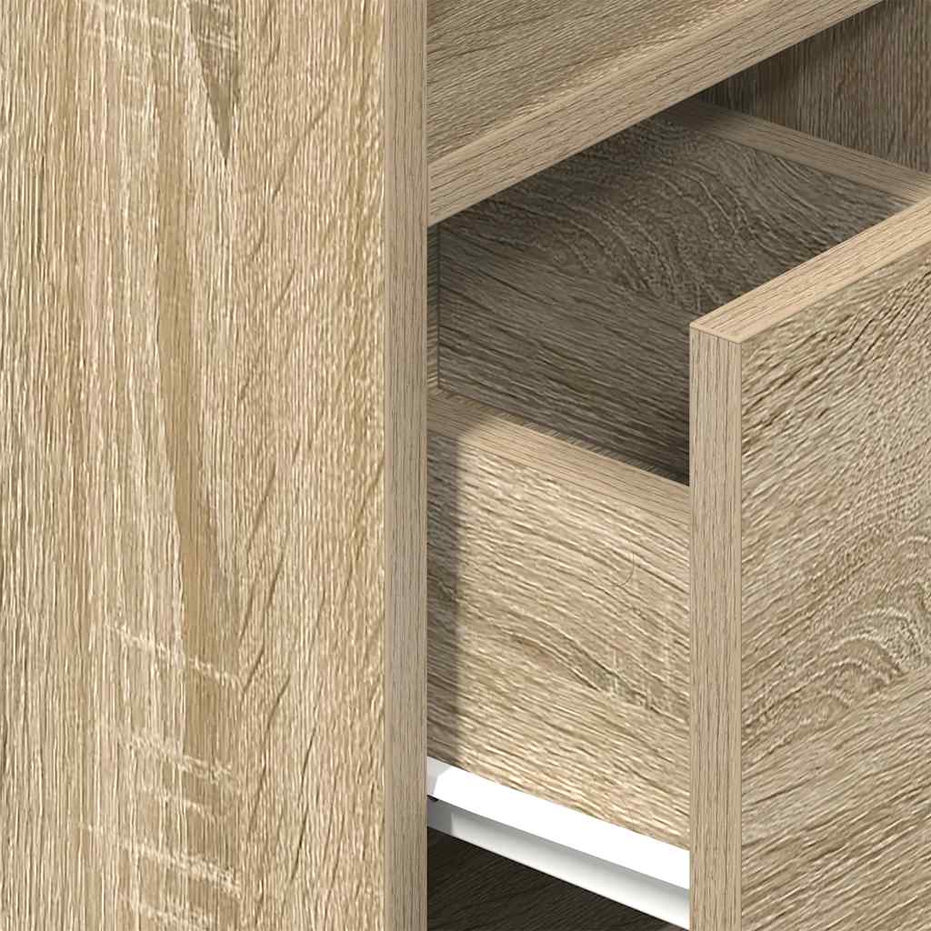 Nachtkastjes 2 St Met Lade 25X31X66 Cm Sonoma Eikenkleurig