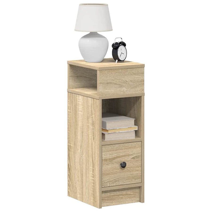 Nachtkastjes 2 St Met Lade 25X31X66 Cm Sonoma Eikenkleurig