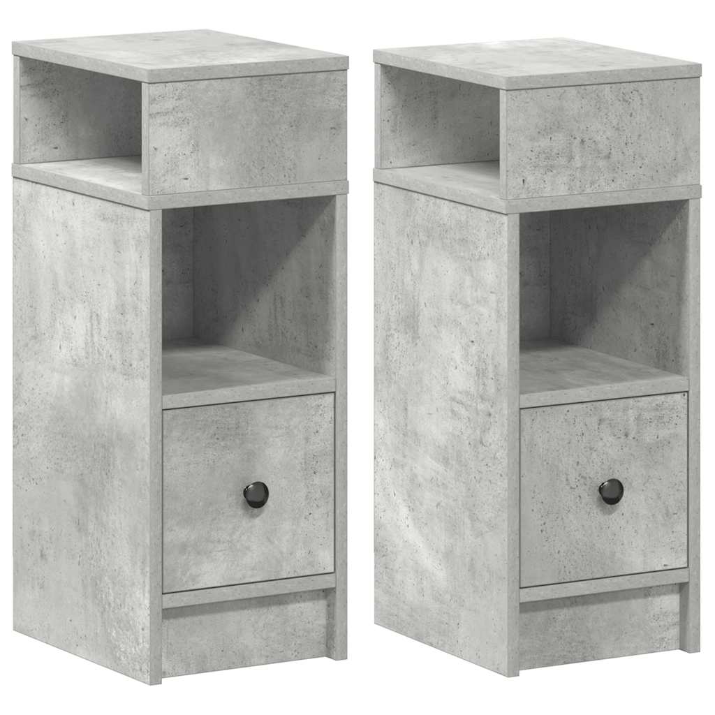 Nachtkastjes 2 st met lade 25x31x66 cm betongrijs
