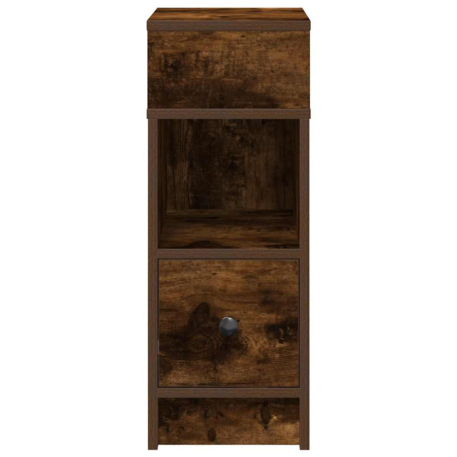 Nachtkastje met lade 25x31x66 cm gerookt eikenkleurig