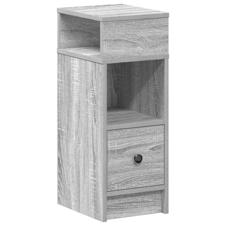 Nachtkastje met lade 25x31x66 cm grijs sonoma eikenkleurig
