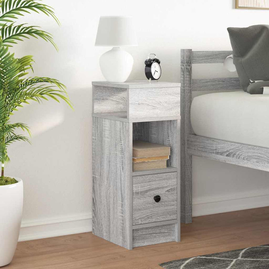 Nachtkastje met lade 25x31x66 cm grijs sonoma eikenkleurig