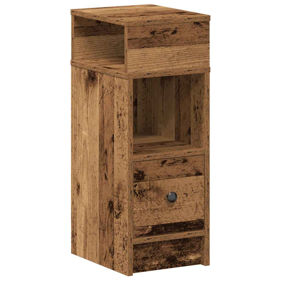 Nachtkastje met lade 25x31x66 cm oud houtkleurig