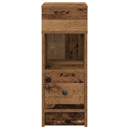 Nachtkastje met lade 25x31x66 cm oud houtkleurig