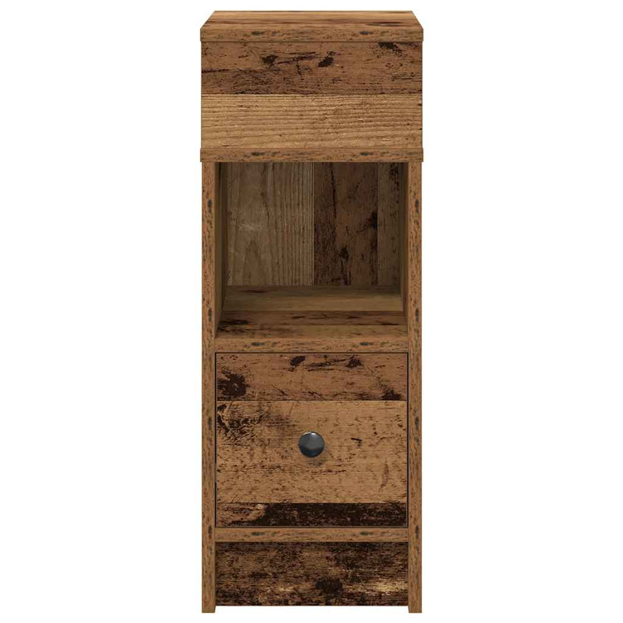 Nachtkastje met lade 25x31x66 cm oud houtkleurig
