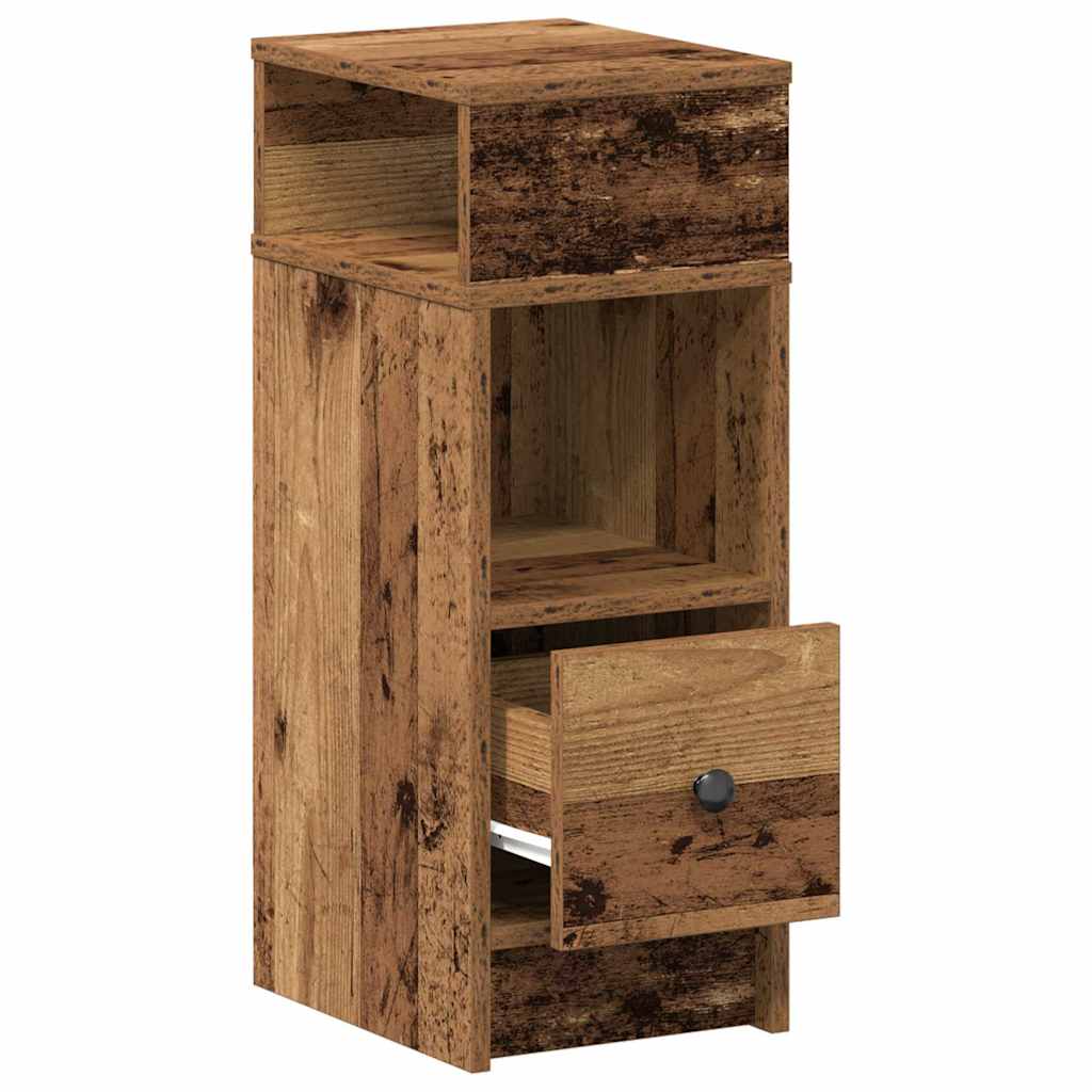 Nachtkastje met lade 25x31x66 cm oud houtkleurig