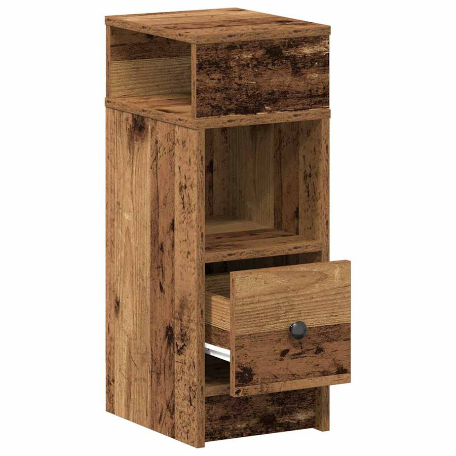 Nachtkastje met lade 25x31x66 cm oud houtkleurig