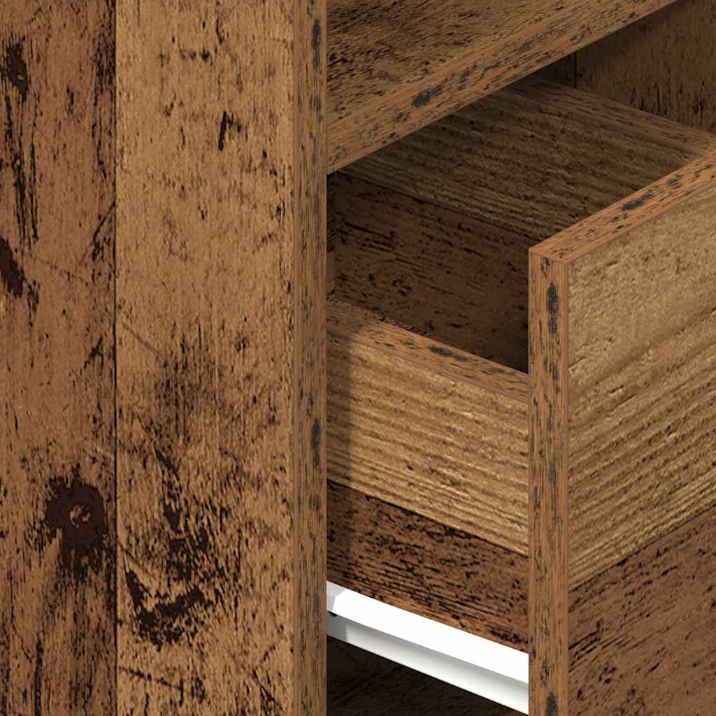 Nachtkastje met lade 25x31x66 cm oud houtkleurig
