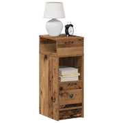 Nachtkastje 25x31x66 cm oud houtkleurig