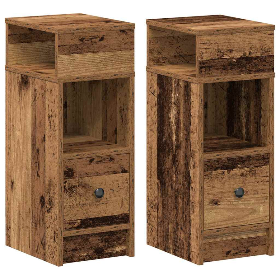 Nachtkastjes 2 st met lade 25x31x66 cm oud houtkleurig