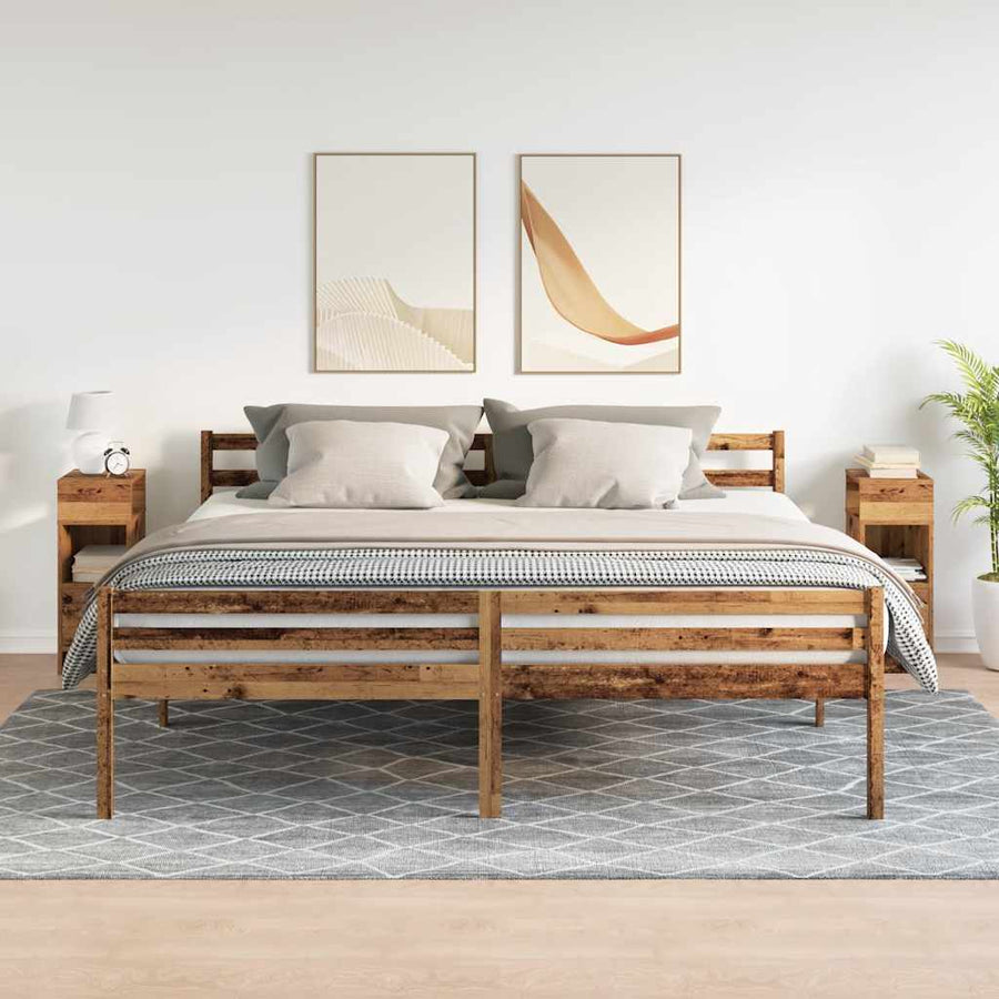 Nachtkastjes 2 st met lade 25x31x66 cm oud houtkleurig