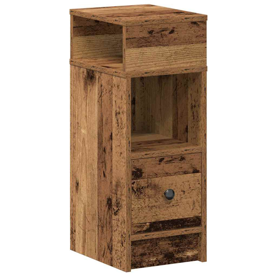 Nachtkastjes 2 st met lade 25x31x66 cm oud houtkleurig