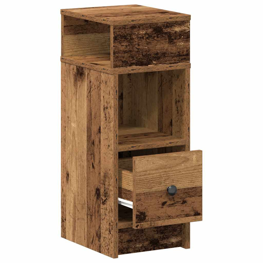 Nachtkastjes 2 st met lade 25x31x66 cm oud houtkleurig