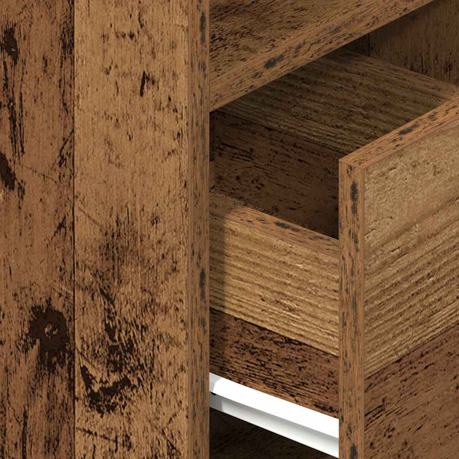 Nachtkastjes 2 st met lade 25x31x66 cm oud houtkleurig