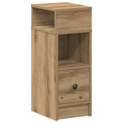 Nachtkastje met lade 25x31x66 cm artisanaal eikenkleurig