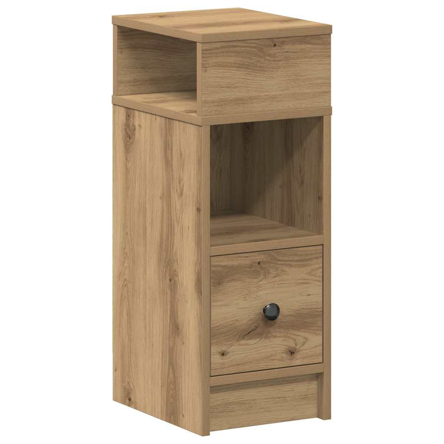Nachtkastje met lade 25x31x66 cm artisanaal eikenkleurig