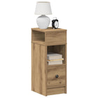 Nachtkastje 25x31x66 cm bewerkt hout eikenkleurig