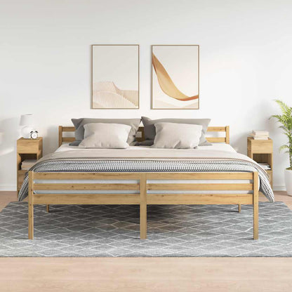 Nachtkastjes 2 st met lade 25x31x66 cm artisanaal eikenkleurig