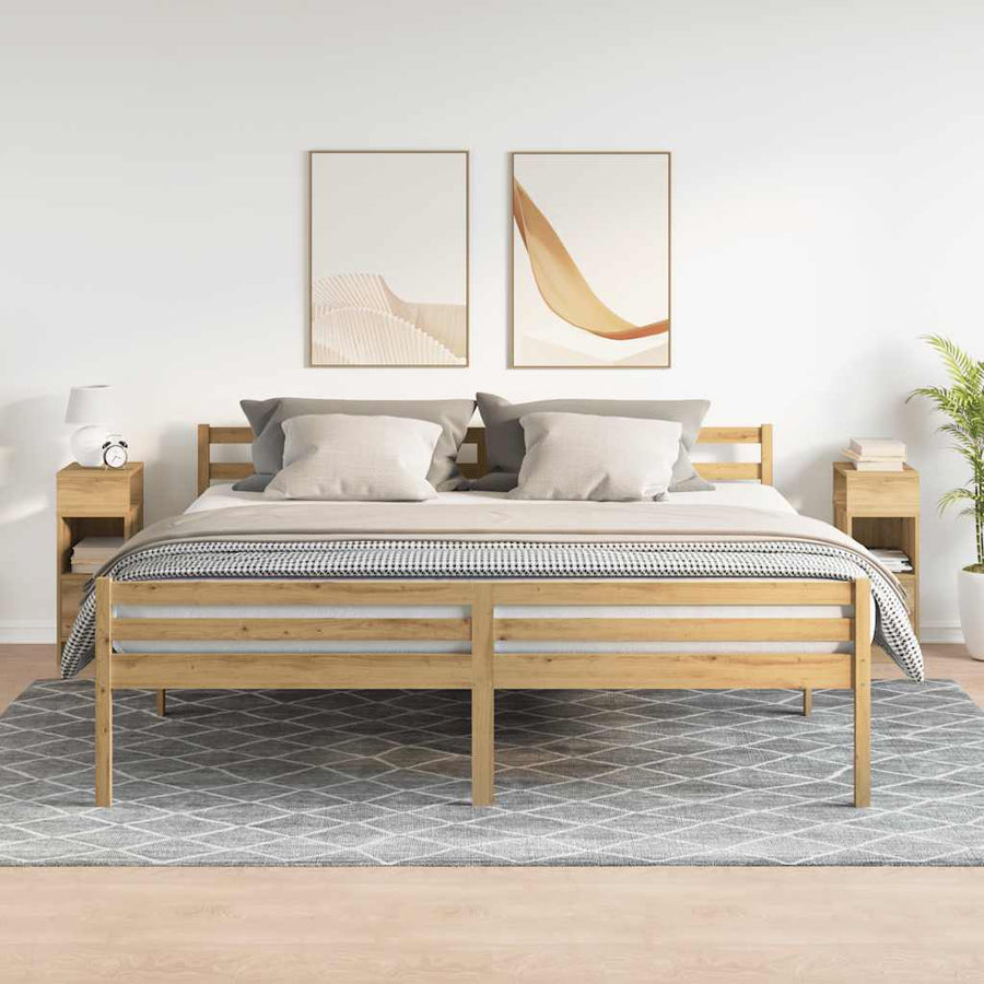 Nachtkastjes 2 st met lade 25x31x66 cm artisanaal eikenkleurig