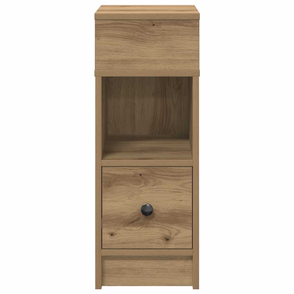Nachtkastjes 2 st met lade 25x31x66 cm artisanaal eikenkleurig