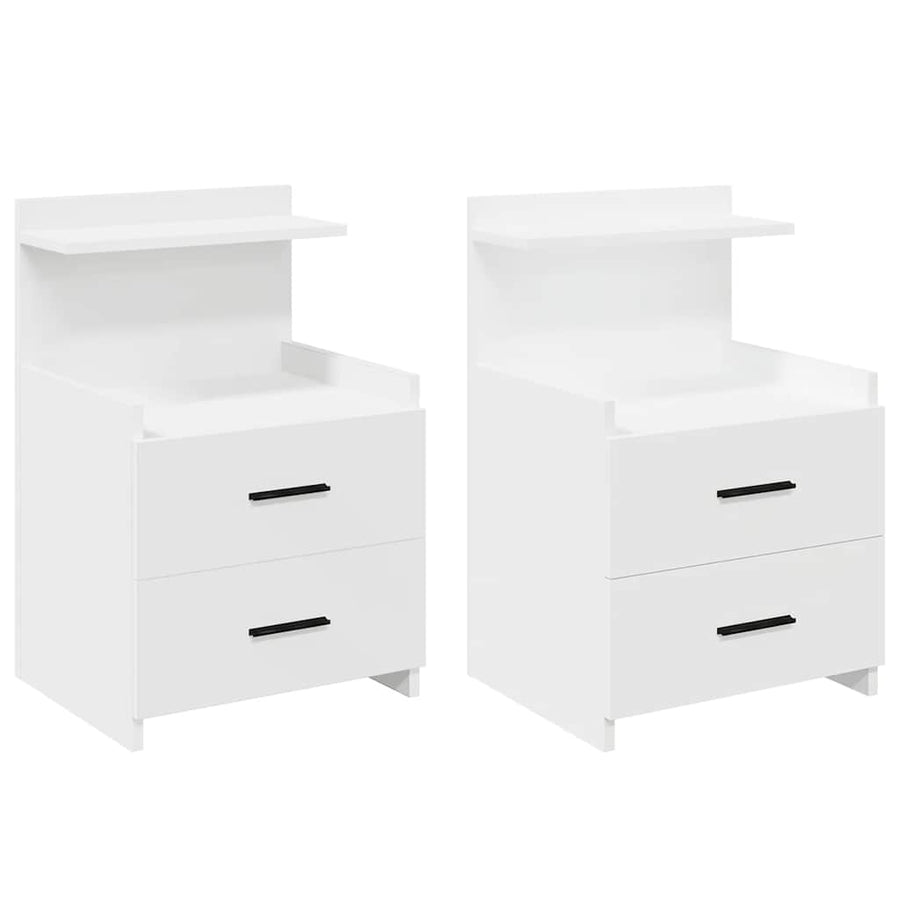 Nachtkastjes 2 st met 2 lades wit 40x36,5x62 cm