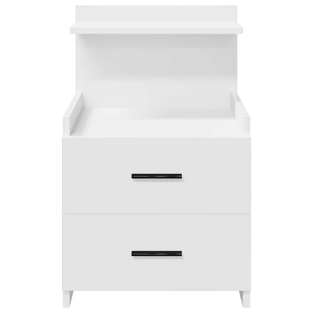 Nachtkastjes 2 st met 2 lades wit 40x36,5x62 cm