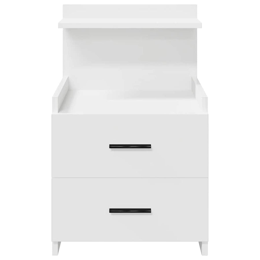 Nachtkastjes 2 st met 2 lades wit 40x36,5x62 cm