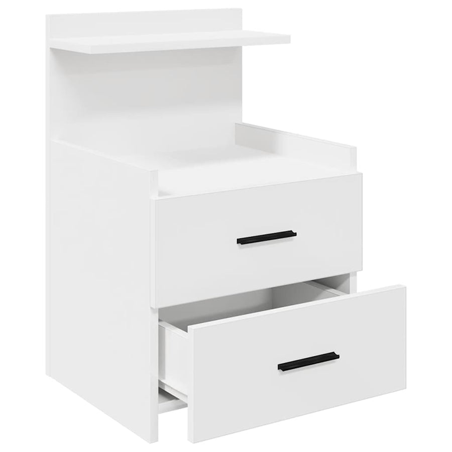 Nachtkastjes 2 st met 2 lades wit 40x36,5x62 cm