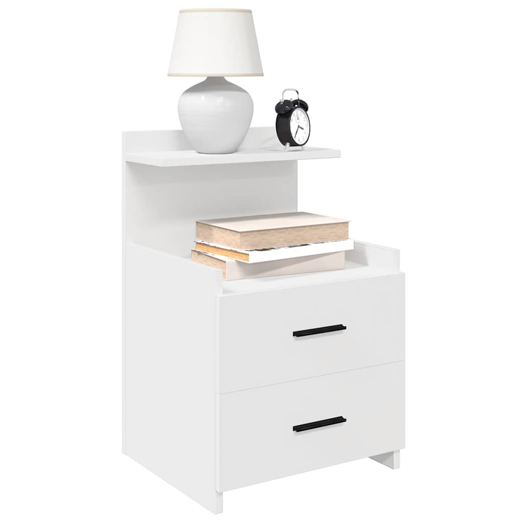 Nachtkastjes 2 st met 2 lades wit 40x36,5x62 cm