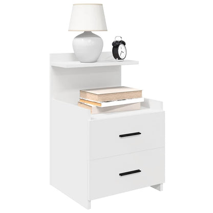 Nachtkastjes 2 st met 2 lades wit 40x36,5x62 cm