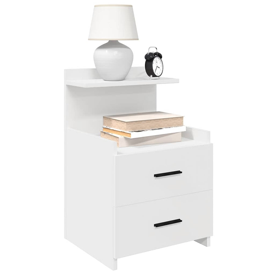 Nachtkastjes 2 st met 2 lades wit 40x36,5x62 cm