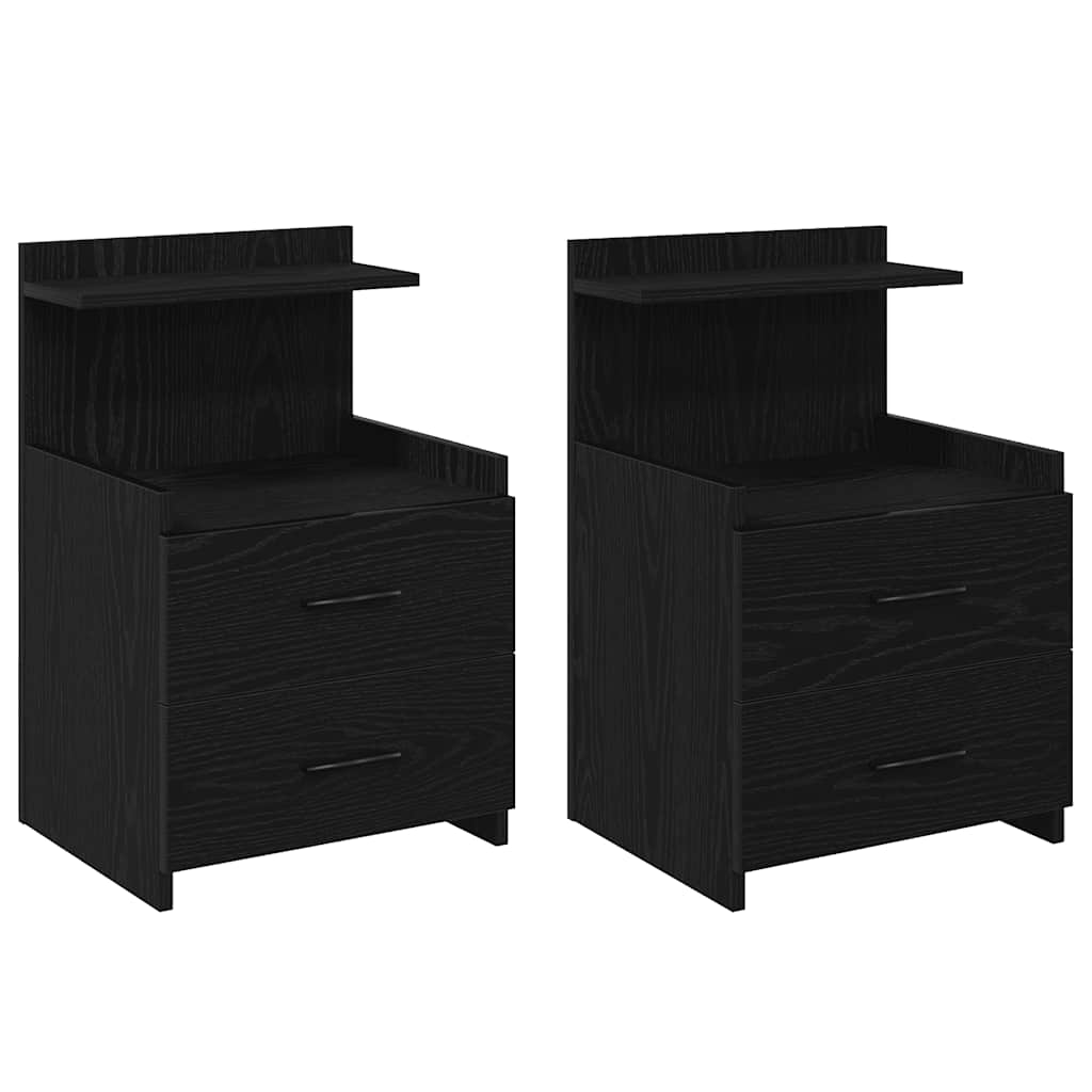 Nachtkastjes 2 st met 2 lades zwart 40x36,5x62 cm