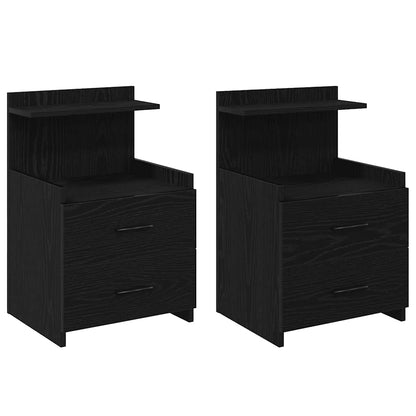 Nachtkastjes 2 st met 2 lades zwart 40x36,5x62 cm