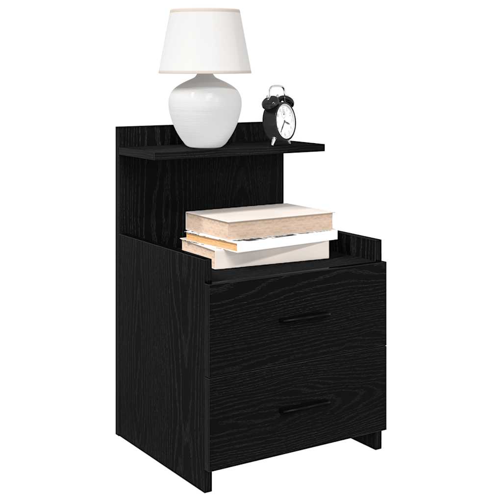 Nachtkastjes 2 st met 2 lades zwart 40x36,5x62 cm
