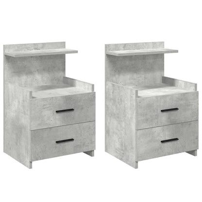 Nachtkastjes 2 st met 2 lades betongrijs 40x36,5x62 cm